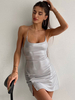 Mini Robe Argentée Robe Courte À Bretelle Sexy