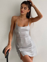 Mini Robe Argentée Robe Courte À Bretelle Sexy