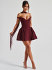 Mini robe décolleté plongeant Bardot A-line robe de fête danniversaire pour femmes 2025