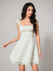 Mini Robes De Soirée Robe De Mariée Courte En Dentelle Sans Manches