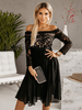 Mini Robes Robe Courte Noire En Dentelle À Manches Longues Col Bateau
