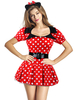 Minnie Mouse Cosplay Sexy Coiffure en mélange poly/coton rouge à pois pour adultes Mickey Mouse en coton de Toussaint Déguisements Halloween