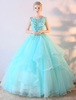 Mint Green robe de bal robe de bal fleurs Applique robe de mariée colorée étage longueur robe Quinceanera