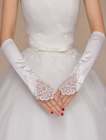 Mitaine de mariage Ivoire découpe dentelle Satin gants