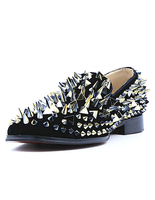 Mocassin pour homme 2021 Black Spike chaussures cuir Rivet Square Toe Slip On chaussures Casual pour hommes