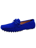 Mocassin pour homme 2021 Mocassins en cuir bleu royal avec lacet à semelle caoutchouc