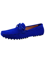 Mocassin pour homme 2021 Mocassins en cuir bleu royal avec lacet à semelle caoutchouc