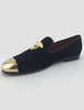 Mocassin pour homme 2021 Mocassins métal Toe Cap plat Slip velours hommes On Casual chaussures en noir