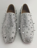 Mocassin pour homme 2021 Rivets mocassins cuir Glitter Slip pour hommes argent sur Spike Shoes