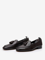 Mocassins à bout rond en cuir de vache pour hommes chaussures de bal de mariage à pampilles