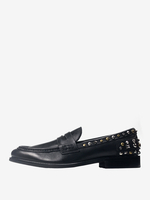 Mocassins à bout rond en cuir de vachette pour hommes avec rivets