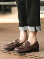 Mocassins à enfiler marron pour femmes Chaussures Penny à bout rond