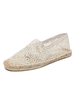 Mocassins à Plates Femmes Creusants les Fleurs en Cotons avec Bout Rond avec Tressages Unicolore