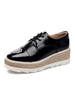 Mocassins avec Plateforme Femme Tricolores en Cuir Synthétique avec Bout Carré à Lacets