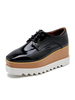 Mocassins avec Plateforme Femme Tricolores en Cuir Synthétique avec Bout Carré à Lacets