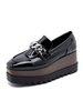 Mocassins avec Plateforme Femme Tricolores en Cuir Synthétique avec Bout Carré
