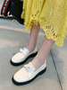 Mocassins blancs pour femmes en cuir Synthétique bout rond arcs sans lacet sur des chaussures décontractées