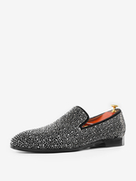 Mocassins Chaussures de Mariage Soirée hommes en cuir PU avec strass