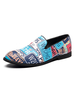 Mocassins Chaussures Plates Hommes à Cuir Synthétique Imprimés à Col Rond avec Franges Multicolores Chaussures Mocassins