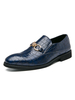 Mocassins Chaussures Plates Hommes à Cuir Synthétique Imprimés Animal à Col Rond avec Boucles Métales Bicolores Chaussures Mocassins