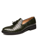 Mocassins Chaussures Plates Hommes à Cuir Synthétique Imprimés Animal à Col Rond avec Franges Unicolore Chaussures Mocassins