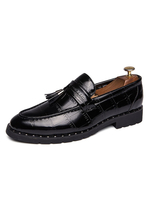 Mocassins Chaussures Plates Hommes à Cuir Synthétique Imprimés Animal à Col Rond avec Franges Unicolore Chaussures Mocassins