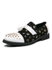 Mocassins Chaussures Plates Hommes à Cuir Synthétique Imprimés avec Cloutés à Col Rond avec Franges Tricolores Chaussures Mocassins