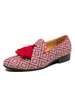 Mocassins Chaussures Plates Hommes à Cuir Synthétique Imprimés avec Franges à Col Rond avec Boucles Métales Bicolores Chaussures Mocassins