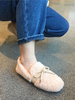 Mocassins en fausse fourrure à bout rond abricot avec nœuds à enfiler des chaussures dhiver