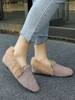 Mocassins en polyester gris clair à bout carré Chaussures décontractées Mocassins pour femmes