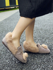 Mocassins en polyester gris clair Bout carré Détails en métal Chaussures décontractées Mocassins pour femmes