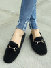 Mocassins en polyester noir Bout carré Détails en métal Chaussures décontractées Mocassins pour femmes