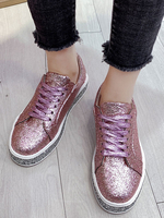 Mocassins en tissu à paillettes roses Bout rond Chic Chaussures de sport modernes