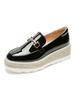 Mocassins Femme avec Plateforme avec Boucles en Cuir Synthétique Bicolores