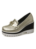 Mocassins femme or cuir vernis chaussures compensée femme