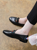 Mocassins Femmes Chaussures Plates à Bout Rond à Cuir Synthétique Décors avec Boucles Unicolore