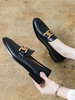Mocassins Femmes Chaussures Plates à Bout Rond Unicolore à Cuir Synthétique Décors avec Boucles
