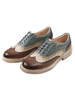 Mocassins Femmes Oxfords Plats à Cuir Synthétique avec Creusants à Col Rond à Lacets Tricolores