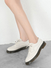 Mocassins Femmes Oxfords Plats à Cuir Synthétique avec Creusants à Col Rond à Lacets Unicolore