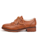 Mocassins Femmes Oxfords Plats à Cuir Synthétique avec Creusants à Col Rond à Lacets Unicolore