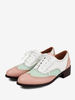Mocassins Femmes Patchwork Bout Rond Talon Bas À Lacets Chaussures Vintage