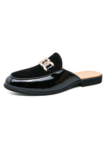 Mocassins Homme en Cuir Synthétique avec Bout Rond Unicolore Verni