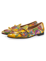 Mocassins homme loafers broderie jaune