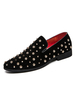 Mocassins Hommes 2021 Suédé Noir Bout Rond Rivets Studded Slip On Chaussures Chaussures de Soirée