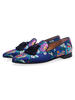 Mocassins Hommes 2022 Bleu Satin Bout Rond Bordé Casual Chaussures d