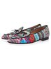 Mocassins Hommes 2022 Rouge Bout Rond Ethnique Bordé