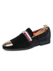 Mocassins hommes noirs en velours côtelé bout rond détail en métal chaussures enfilées chaussures décontractées