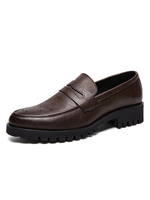 Mocassins Hommes Plats à Cuir Synthétique avec Bout Rond Unicolore Mocassins Hommes Plats