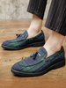 Mocassins Hommes Plats Imprimés Carreaux avec Bout Rond Décors avec Franges Bicolores Mocassins Hommes Plats