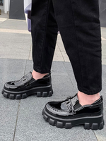 Mocassins noirs en cuir Synthétique à bout rond en métal pour femmes